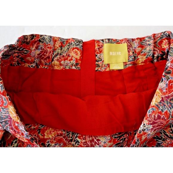 Maeve x Anthropologie Petite Sz L Rosie Floral Gold Metallic Pleated Skirt $118 - Picture 3 of 8